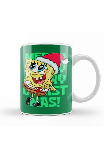 Baskı Dükkanı Spongebob Christmas Süngerbob Kupa Bardak Porselen