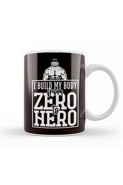 Baskı Dükkanı Build My Body From Zero To Hero Bodybuilding Workout Gym Mug Cu...
