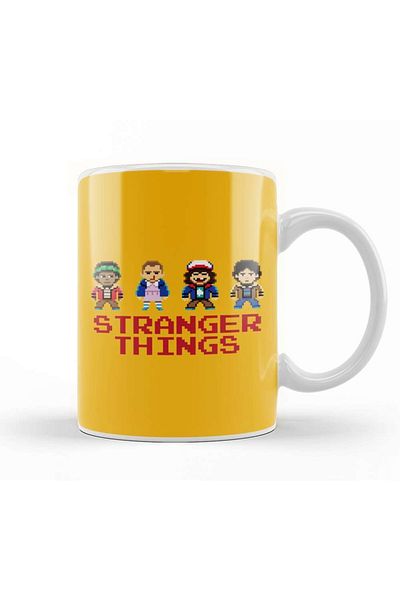 Baskı Dükkanı كوب بورسلين لشخصيات بيكسل من Stranger Things 2