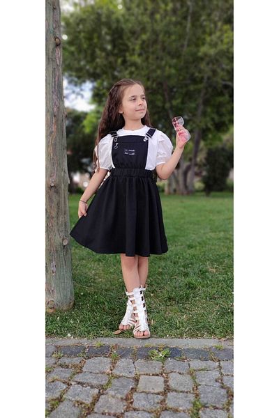 Pink Hippo Kids Girl's Short Balloon Sleeve Badi and Gabardine Gilet Dress
