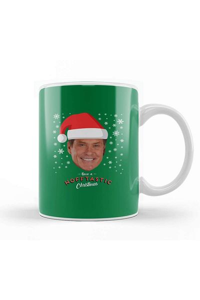 Baskı Dükkanı David Hasselhoff Have A Hofftastic Christmas Mug Cup Porcelain