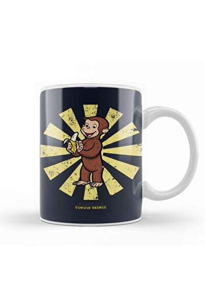 Baskı Dükkanı كوب بورسلين ياباني من Curious George Retro