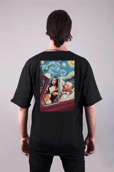 CrowativeDesign Van Gogh Mona Lisa Printed Over-size Unisex T-shirt