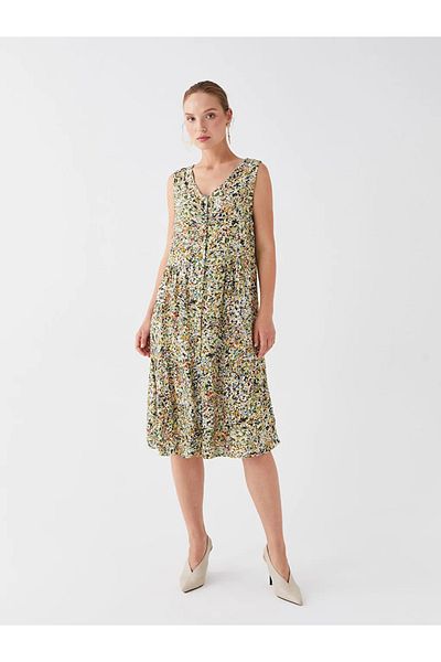 LC Waikiki Lcwaıkıkı Classic V-Neck Patterned Women's Dress