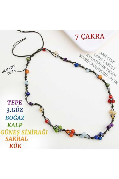 GİZEMLİ DOĞAL TAŞ Yedi Çakra Kolye Ametist Lapis Akuamarin Yeşim Sitrin Aventurin Akik