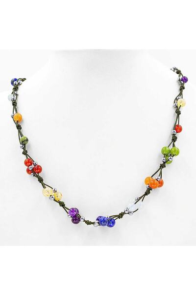 GİZEMLİ DOĞAL TAŞ Yedi Çakra Kolye Ametist Lapis Akuamarin Yeşim Sitrin Aventurin Akik