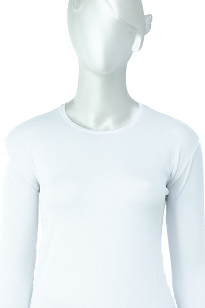 Oppland Women's Solid Color Round Collar Long Sleeve Dark Design Fitted Lycra Viscose Fabric Badi