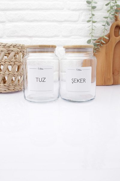 zezedesing Glass Salt Sugar Storage Jar with Bamboo Lid 890ml