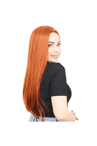 KONAK PERUK Copper Color Fiber Synthetic Long Wig