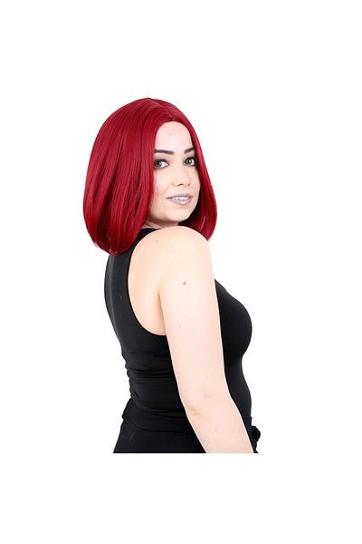 KONAK PERUK Red No Bangs Short Fiber Synthetic Wig