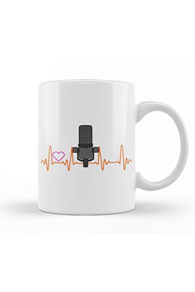 Baskı Dükkanı كوب بورسلين رائع من نوع Podcast Heartbeat Podcaster Heart Beat