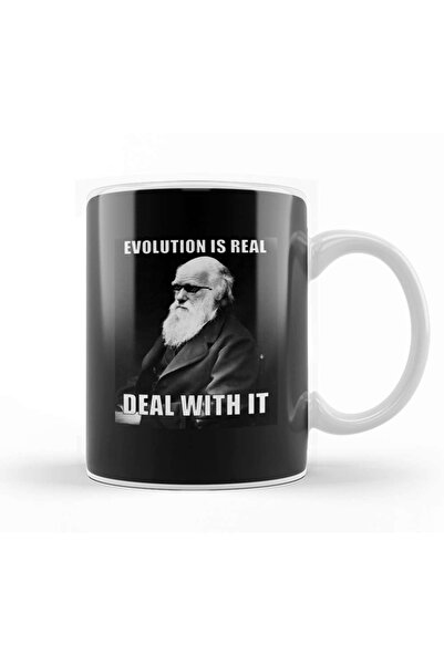 Baskı Dükkanı كوب تشارلز داروين Deal With It Evolution Science من البورسلين