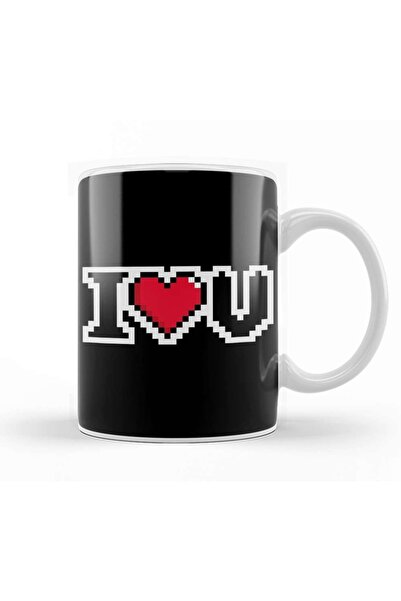 Baskı Dükkanı أنا أحبك لعبة فيديو كوب القدح القلب الخزف