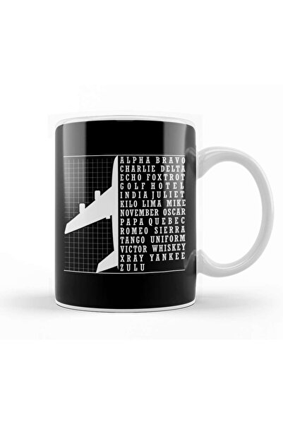 Baskı Dükkanı كوب من البورسلين على شكل طائرة الأبجدية الصوتية الطيار الطائر