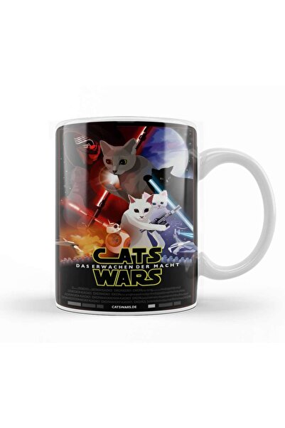 Baskı Dükkanı Star Cat Wars 012 Kupa Bardak Porselen