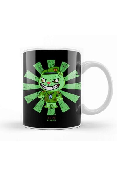 Baskı Dükkanı Fliqpy Retro Japanese Flippy Happy Tree Friends Mug Cup Porcelain