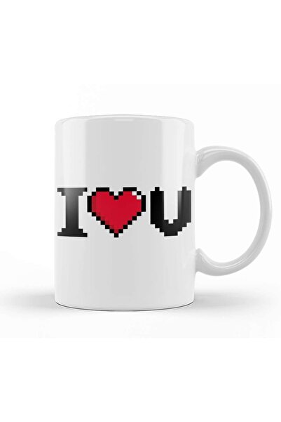 Baskı Dükkanı كوب بورسلين I Love You Video Game Heart 01