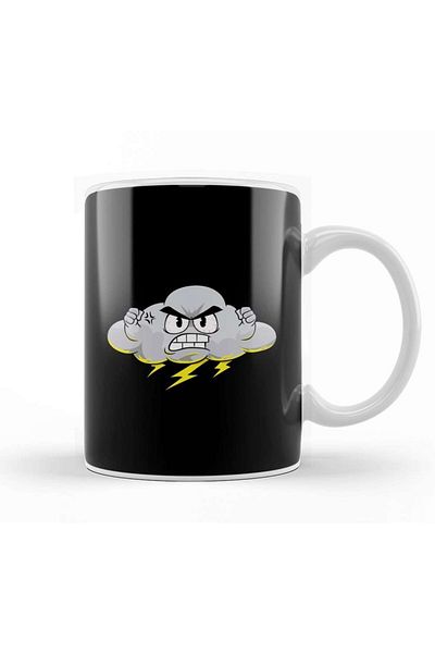 Baskı Dükkanı Angry Cloud With Lightning Thunderstorm Weather Mug Glass Porcelain