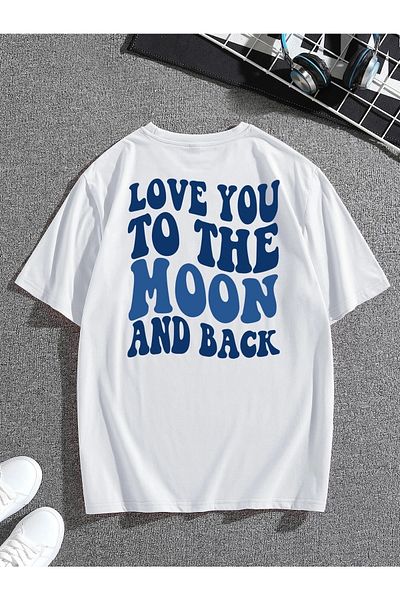 Mad&Calf Μπλουζάκι Unisex Love You The Moon με στάμπα Oversize