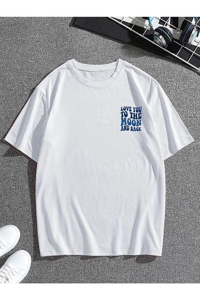 Mad&Calf Μπλουζάκι Unisex Love You The Moon με στάμπα Oversize