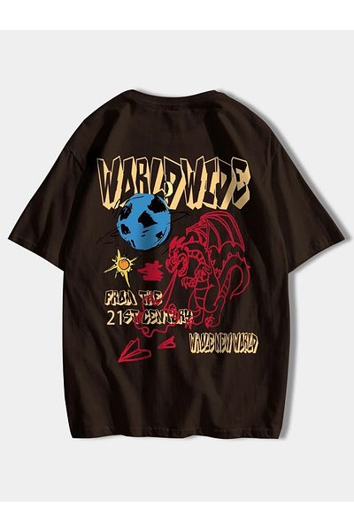 Mad&Calf Unisex Worldwide From The 21st Century Printed Oversize T-shirt