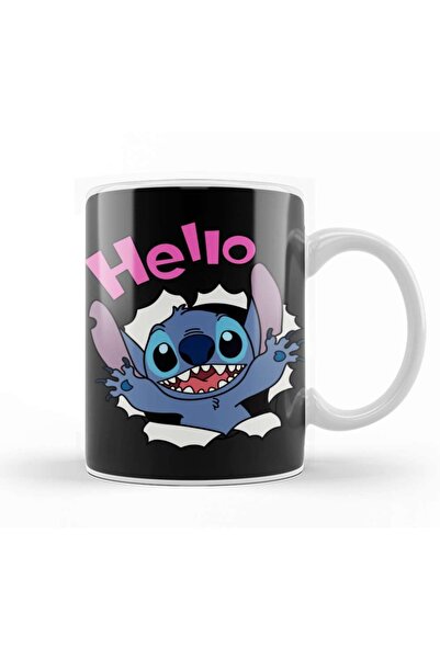 Baskı Dükkanı Stitch Hello Mug Cup Porcelain