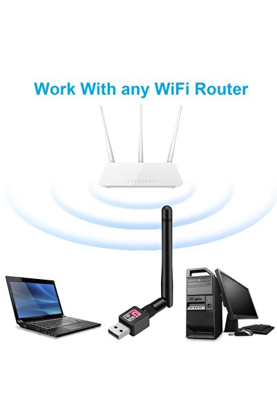 Derwell Usb Wifi Adaptörü 600mbps 2.4 Ghz Usb 802.11n/g/b Dongle Usblan Kablosuz Ağ Kartı Pc Wifi Alıcısı