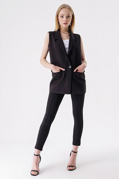 HAKKE Single Button Flannel Pocket Vest
