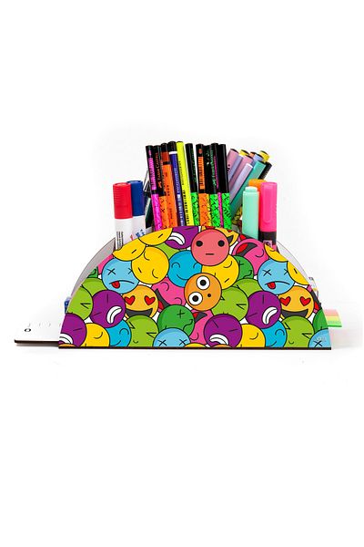 kutuTR Wooden Vip Various Model Rainbow Ruled Desktop Pen Holder Organizer Assembled Boxed