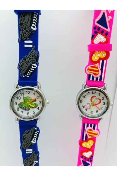 Shem 3D Patterned Children's Wristwatch with Silicone Cord, 2 Pieces