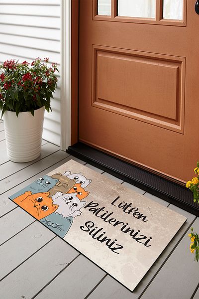 Vagonik Please Wipe Your Paws Digital Printed 50x70cm Decorative Multi-Purpose Indoor and Outdoor Door Mat