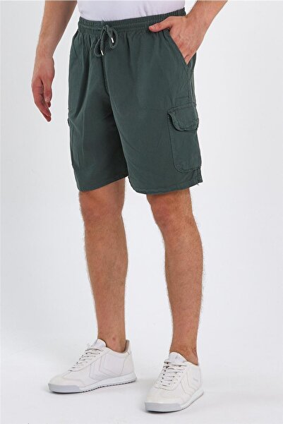 Tarz Cool Men's Metal Gray Cargo Pocket Regular Lace-up Linen Shorts-crepesrt01r05s