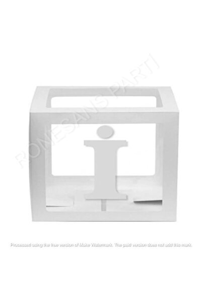 RÖNESANS PARTİ Beyaz Şeffaf Balon Kutusu I Harfli 25x25 Cm