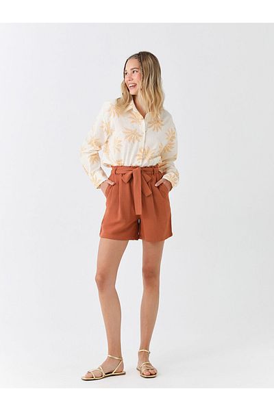 LC Waikiki Pantaloni scurți pentru femei Lcw Casual, confortabili, din amestec de in