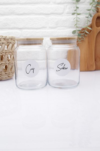 zezedesing Glass Tea-candy Storage Jar with Bamboo Lid 890ml