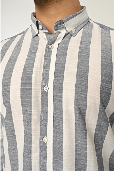 Piola Club Ριγέ Slim Fit Λινό Πουκάμισο