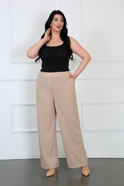 By Alba Collection Women's Comfortable Fit - Lycra Scuba Crepe Trousers, Wide Leg