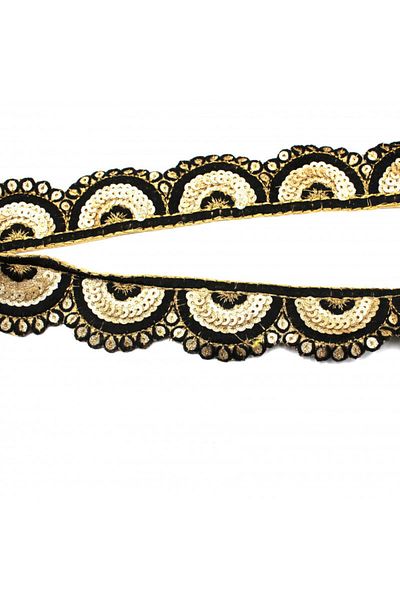 bidoluhobi Indian Work Stripe Sequin Motif Black