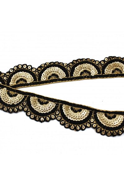 bidoluhobi Indian Work Stripe Sequin Motif Black