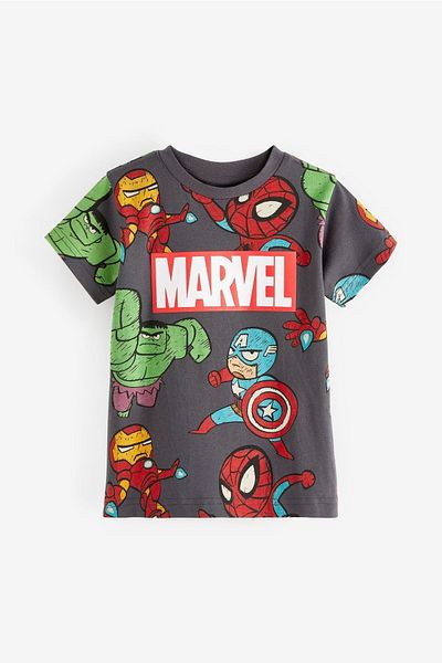Next Baby Marvel Charcoal Gray Short Sleeve Licensed 100% Organic Cotton T-Shirt