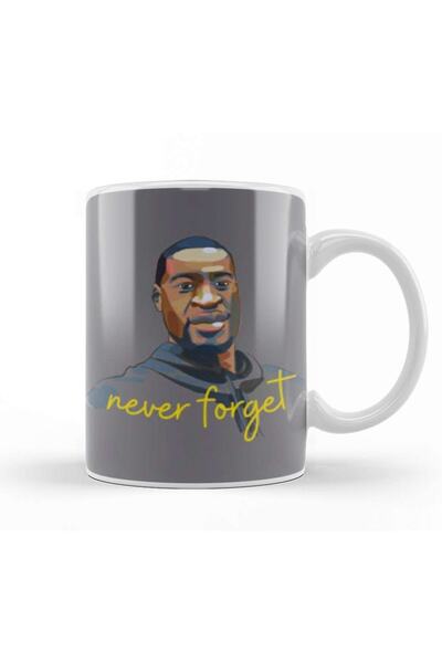 Baskı Dükkanı Never Forget George Floyd Black Lives Matter، كوب بورسلين أسود لشهر التاريخ