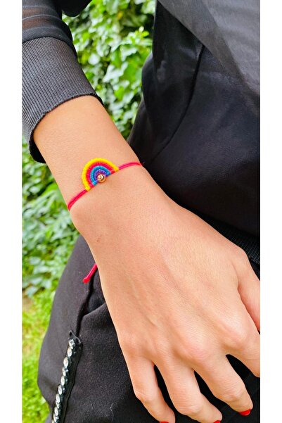 elamindunyasi Macrame Knitted Rainbow Colored Bracelet