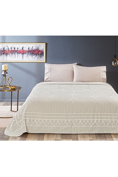 Taç Mıchele Beige Single Jacquard Pique Set