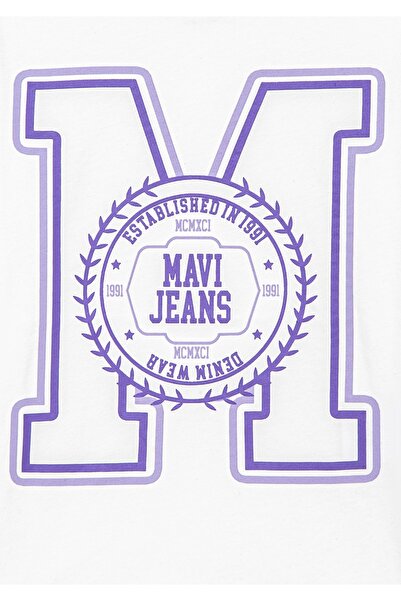 Mavi Λευκό μπλουζάκι με τυπωμένο λογότυπο M Κανονική εφαρμογή / κανονική εφαρμογή 7610068-70057