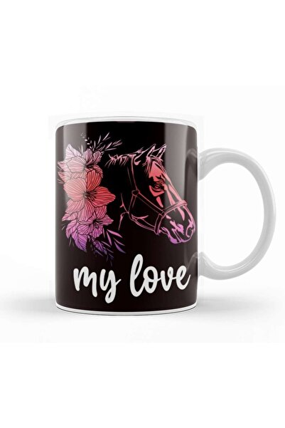 Baskı Dükkanı كوب من البورسلين على شكل مروحة الحصان الدائمة من Horses My Love