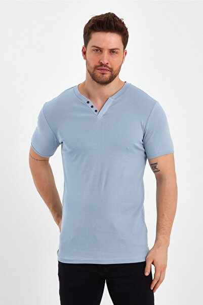 UOMOPARK Μοντέλο μπλουζάκι με κοντό μανίκι 2124 με γιακά με κουμπιά