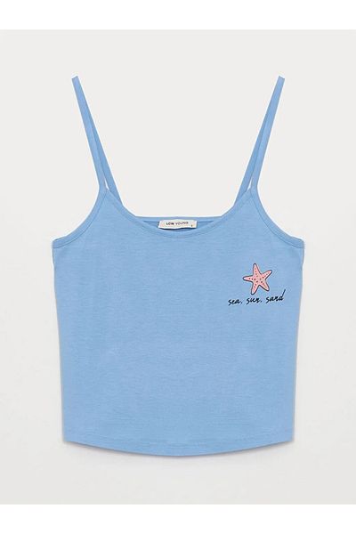 LC Waikiki Set de pijamale pentru femei cu bretele cu guler Lcw Dream U cu pantaloni scurți
