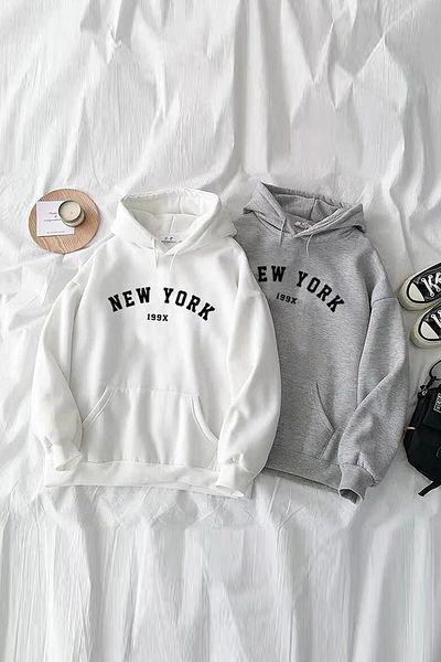 MODAGEN Weiß-graues Oversize-Sweatshirt aus Baumwolle im 2er-Pack