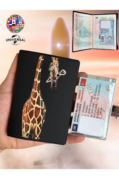 Cekuonline Giraffe Patterned Smooth Surface Leather Passport Cover Case Suitable for All Country Passports