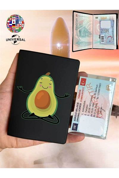 Cekuonline Yoga Avocado Patterned Smooth Surface Leather Passport Cover Case Suitable for All Country Passports